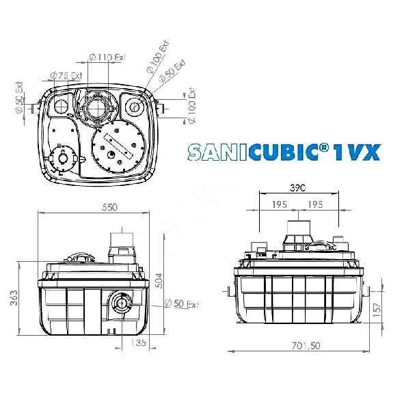 канализационная станция sanicubic 1 xl vx, sfa cubic1xlvx