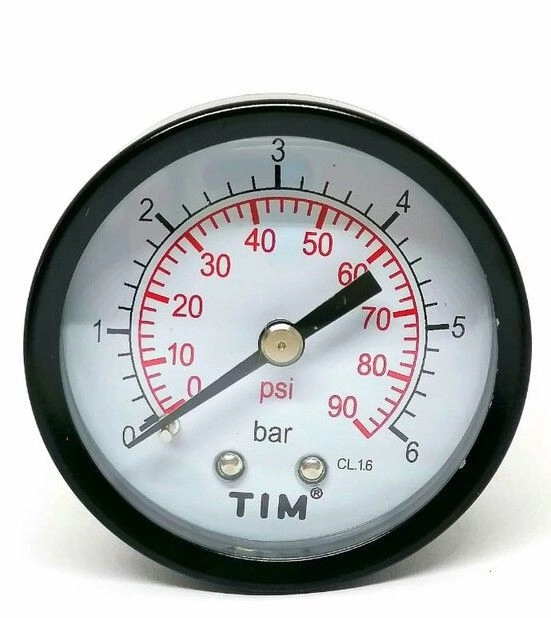 манометр аксиальный tim 0-6 бар o50мм металлический корпус y-50t-6