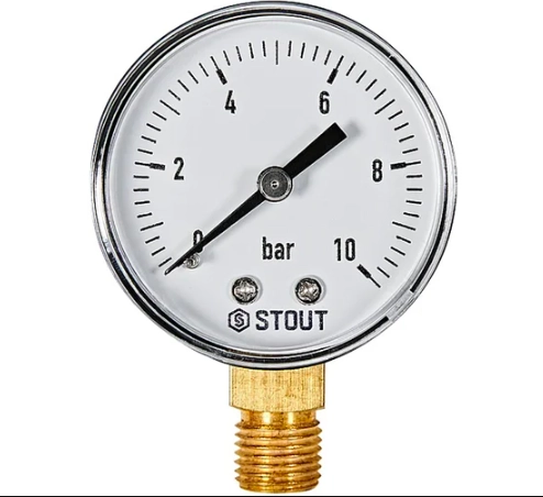 манометр радиальный waterstry 0-10 бар o52 мм корпус пластик w3820010