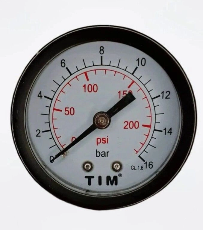 манометр аксиальный 0-16 бар o50мм металлический корпус tim y-50t-16
