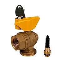 Кран шаровой GIACOMINI угловой со штуцером с замком 1 F-RP X1 1/2 M R792BY005