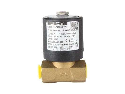 газовый электромагнитный клапан brahma e6g*s8*3/8*gmo 13747000