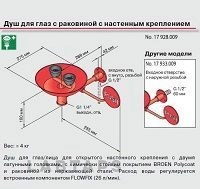 Душ аварийный Broen настенный для глаз с раковиной 17 933.009