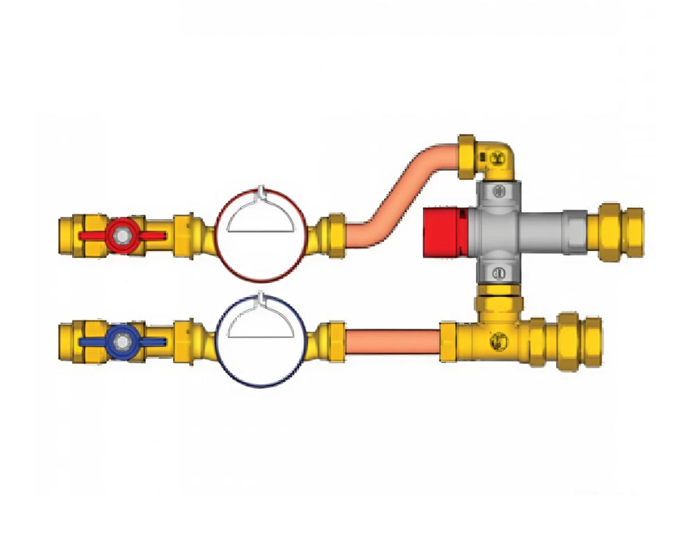 комплект водосчетчиков giacomini с термосмесительным клапаном 3/4 ge550y111