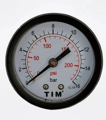 Манометр аксиальный 0-16 бар O50мм металлический корпус TIM Y-50T-16
