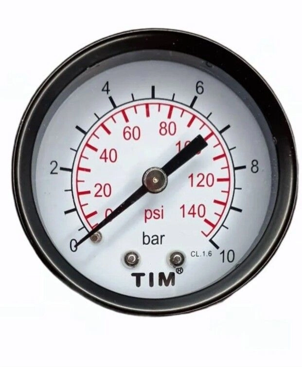 манометр аксиальный tim 0-10 бар o50мм металлический корпус y-50t-10