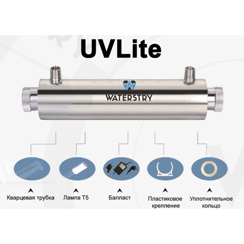стерилизатор уф waterstry uvlite 6gpm 3/4 25 вт монтажная длина 445 мм uvl6