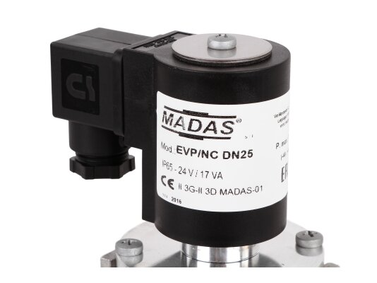 газовый электромагнитный клапан madas evp/nc-1 dn 25 24 vdc