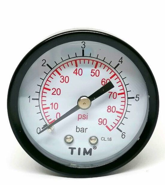 манометр аксиальный tim 0-6 бар o50мм металлический корпус y-50t-6