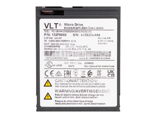 Преобразователь частоты Danfoss VLT Micro Drive FC-051PK37S2E20H3XXCXXXSXXX