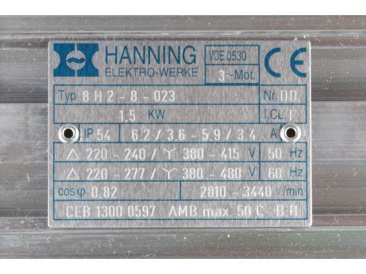 электродвигатель hanning 1,5 квт 13009654