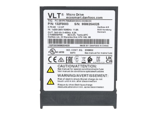 Частотный преобразователь Danfoss Micro Drive FC 51 0.75 кВт, 132F0003