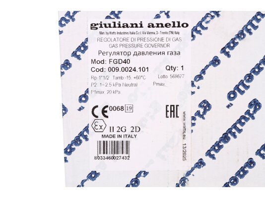 регулятор давления газа giuliani anello fgd40