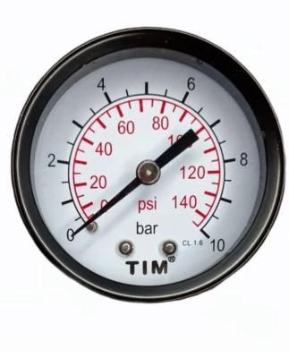 Манометр аксиальный TIM 0-10 бар O50мм металлический корпус Y-50T-10