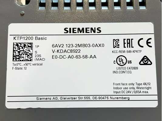 Панель оператора Siemens KTP1200 Basic, 6AV2123-2MB03-0AX0