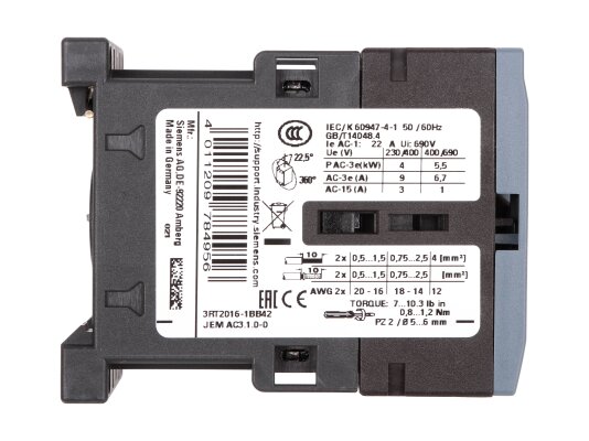 контактор siemens sirius 3rt2016-1bb42