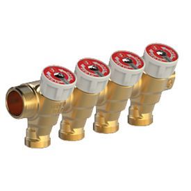 Сантехнический коллектор GIACOMINI с вентилями 3/4 x 1/2 /4 (R585CY074)