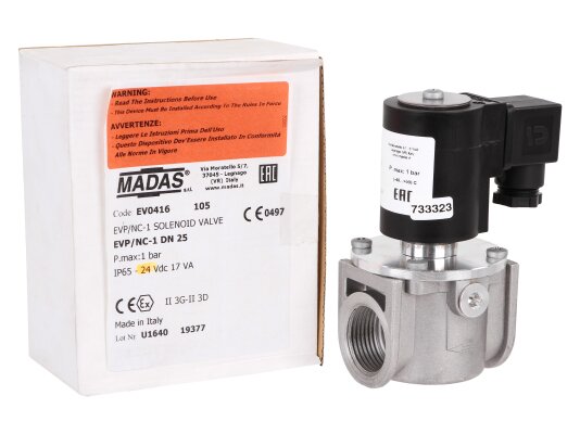 газовый электромагнитный клапан madas evp/nc-1 dn 25 24 vdc